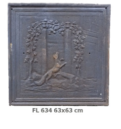  Decorated cast iron fireplace plate